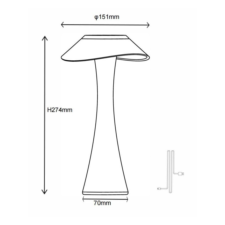 Globo - LED Настільна акумуляторна лампа з регулюванням яскравості LED/2,5W/3,7V 1200mAh 2700K/4500K/6500K золотистий