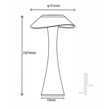 Globo - LED Настільна акумуляторна лампа з регулюванням яскравості LED/2,5W/3,7V 1200mAh 2700K/4500K/6500K білий