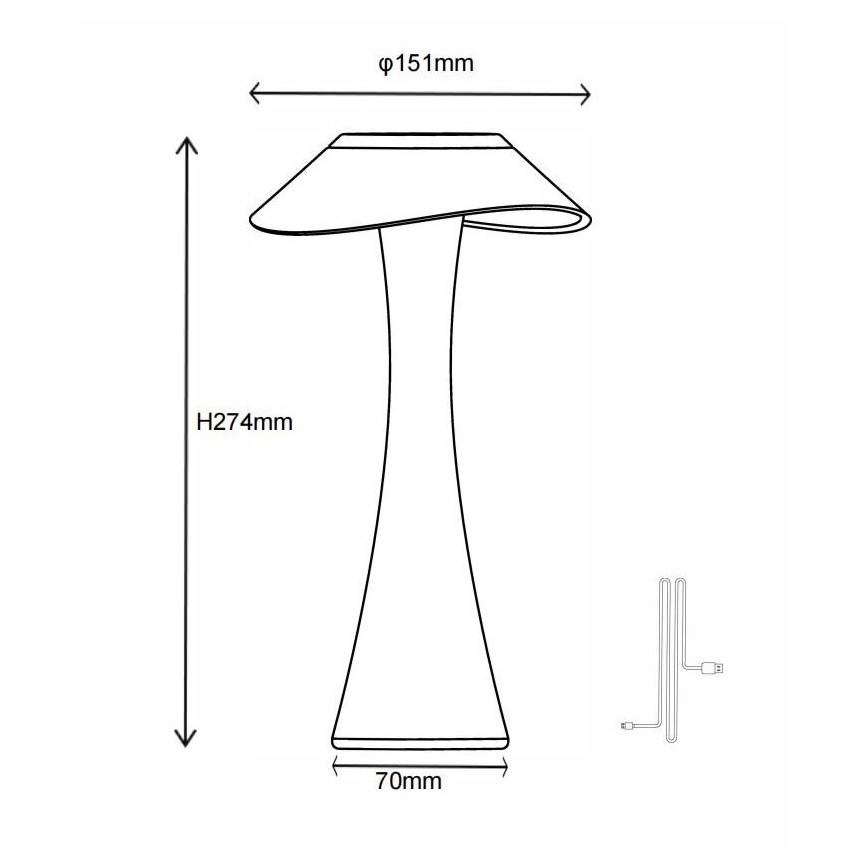 Globo - LED Настільна акумуляторна лампа з регулюванням яскравості LED/2,5W/3,7V 1200mAh 2700K/4500K/6500K білий