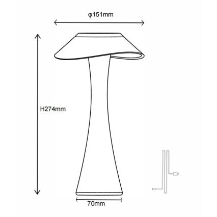 Globo - LED Настільна акумуляторна лампа з регулюванням яскравості LED/2,5W/3,7V 1200mAh 2700K/4500K/6500K чорний