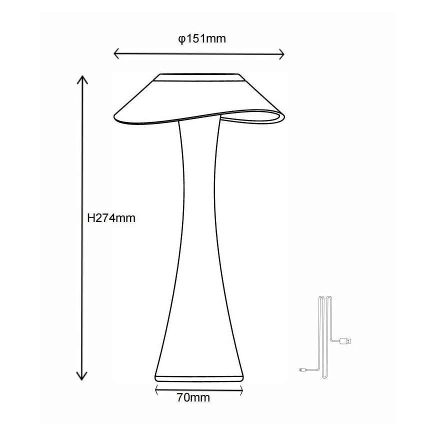 Globo - LED Настільна акумуляторна лампа з регулюванням яскравості LED/2,5W/3,7V 1200mAh 2700K/4500K/6500K чорний