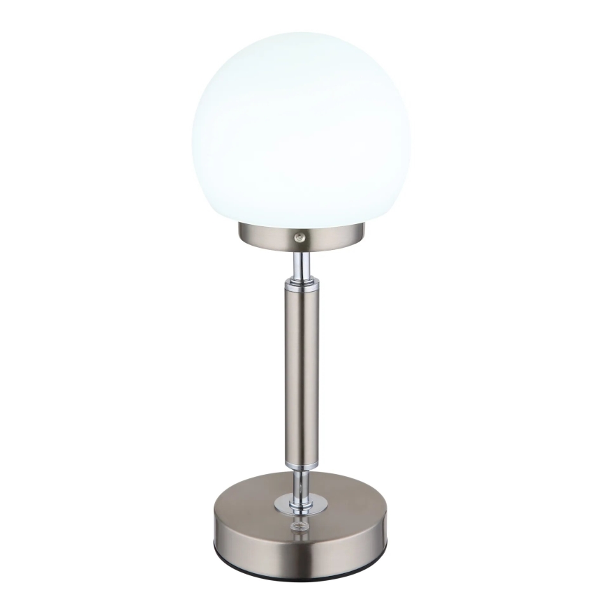 Globo - LED Акумуляторна сенсорна настільна лампа з регулюванням яскравості LED/2,5W/5V 1800mAh 2700/4000/6500K матовий хром
