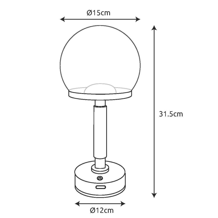 Globo - LED Акумуляторна сенсорна настільна лампа з регулюванням яскравості LED/2,5W/5V 1800mAh 2700/4000/6500K чорний