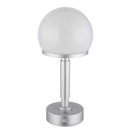 Globo - LED Акумуляторна сенсорна настільна лампа з регулюванням яскравості LED/2,5W/5V 1800mAh 2800K срібний