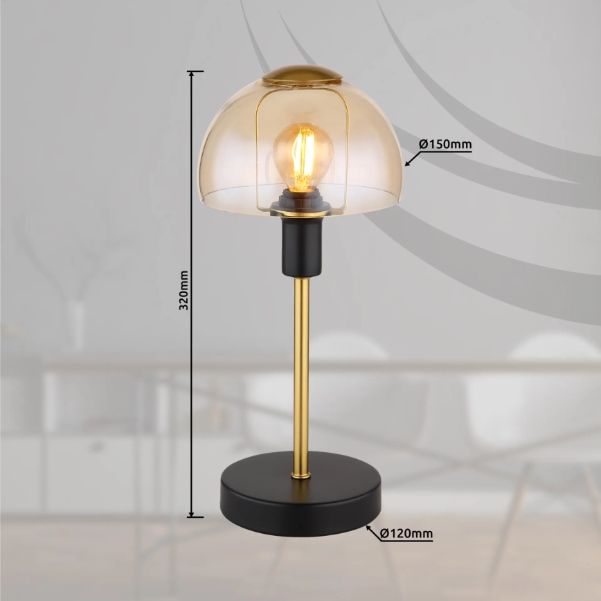 Globo - Настільна сенсорна лампа 1xE14/25W/230V чорний/золотий