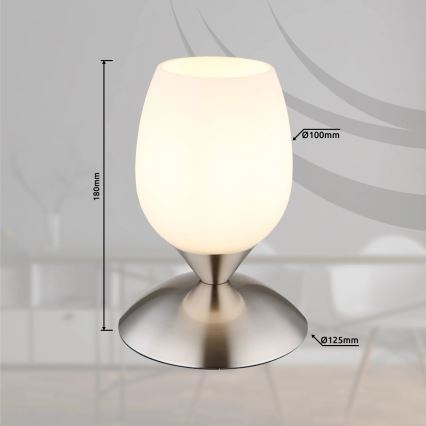 Globo - Настільна сенсорна лампа 1xE14/25W/230V матовий хром