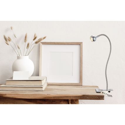 Globo - LED гнучка лампа з кліпсою LED/3W/230V матовий хром