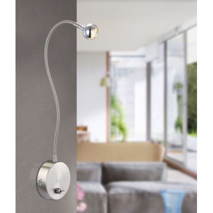 Globo - Гнучка світлодіодна лампа LED/3W/230V глянцевий хром