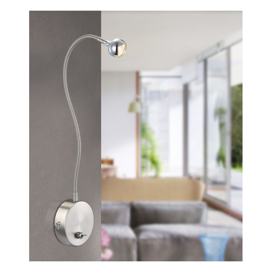 Globo - Гнучка світлодіодна лампа LED/3W/230V глянцевий хром