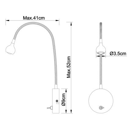 Globo - LED Гнучка лампа LED/3W/230V глянцевий хром