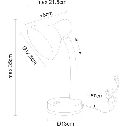 Globo - Настільна лампа 1xE27/40W/230V чорна