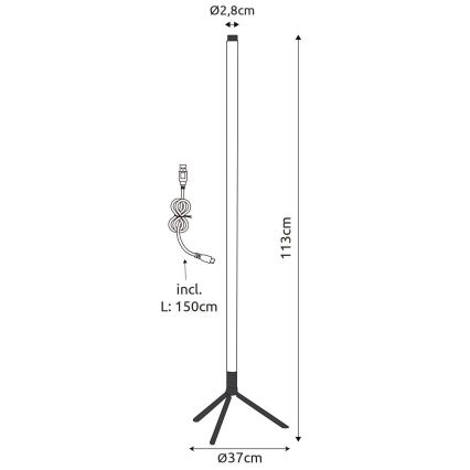 Globo - Світлодіодна RGB регульована підлогова лампа LED/7W/5V + дистанційне керування
