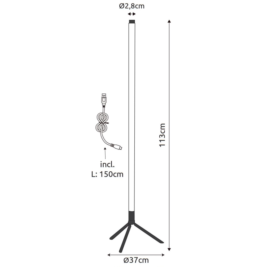 Globo - Світлодіодна RGB регульована підлогова лампа LED/7W/5V + дистанційне керування
