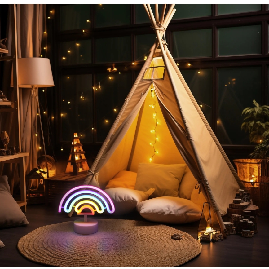 Globo - Світлодіодна неонова настільна декорація LED/2W/3xAA веселка