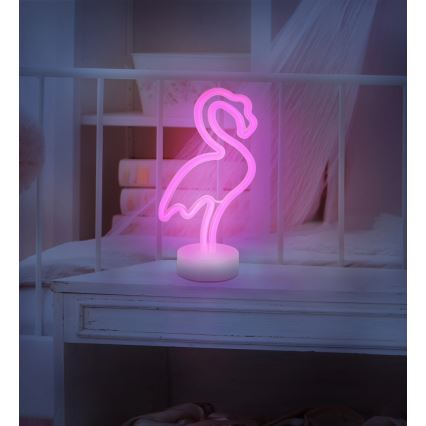 Globo - LED Неоновое столик украшение LED/2W/3xAA фламинго