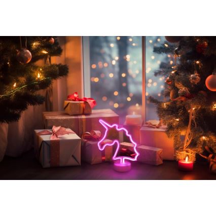 Globo - LED неонова настільна декорація LED/2W/3xAA єдиноріг