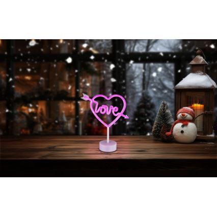 Globo - Світлодіодна неонова настільна декорація LED/2W/3xAA серце