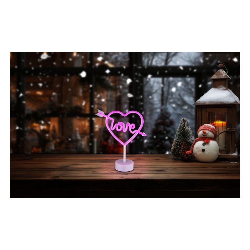Globo - LED Неонова настільна прикраса LED/2W/3xAA серце