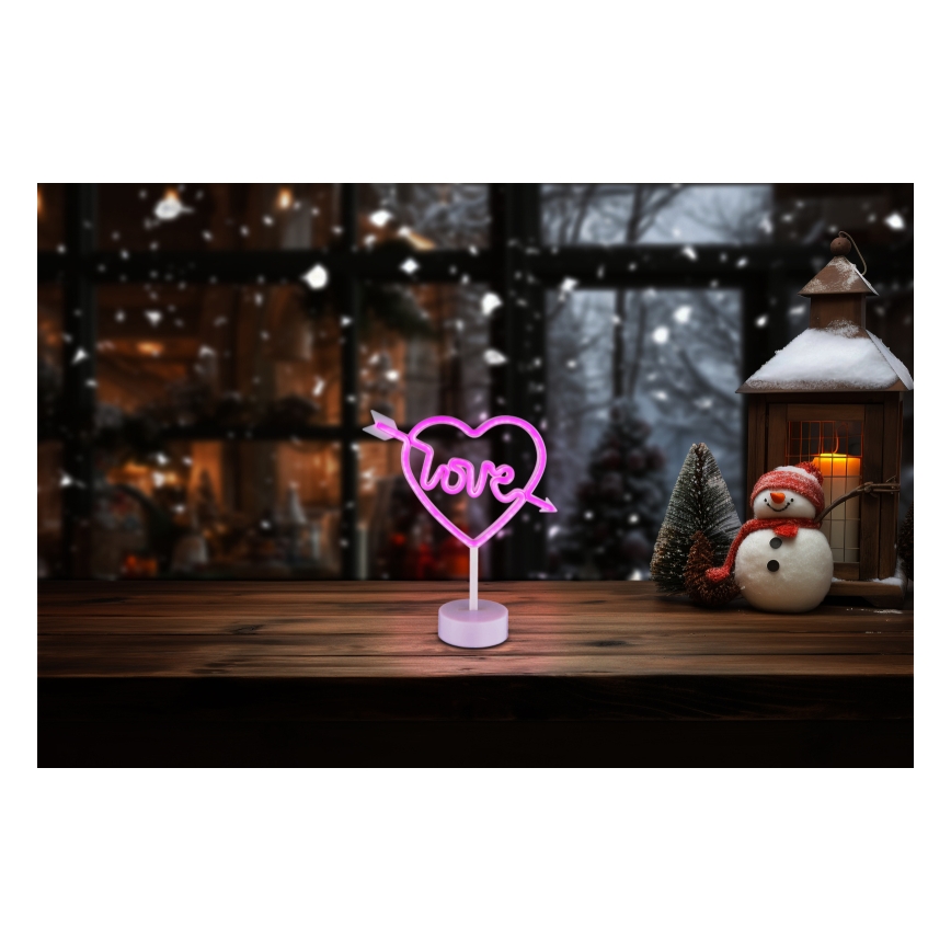 Globo - Светодиодное неоновое настольное украшение LED/2W/3xAA сердце