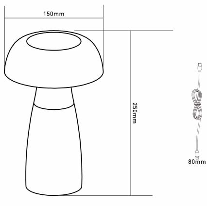 Globo - LED Настільна акумуляторна лампа з регулюванням яскравості LED/1,5W/5V 800mAh 2700K/4000K/6500K