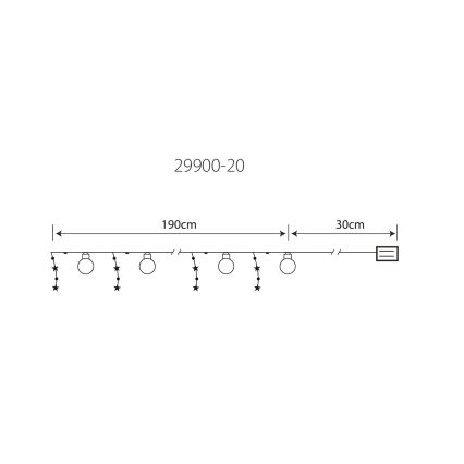 Globo 29900-20 - Светодиодная декоративная гирлянда 20xLED/0,03W/2xAA