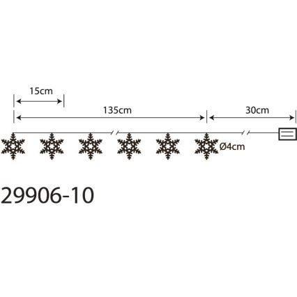 Globo 29906-10 - Светодиодная декоративная гирлянда 10xLED/0,03W/2xAA