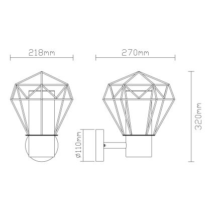 Globo - Вуличний настінний світильник 1xE27/15W/230V IP44