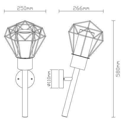 Globo - Вуличний настінний світильник 1xE27/15W/230V IP44