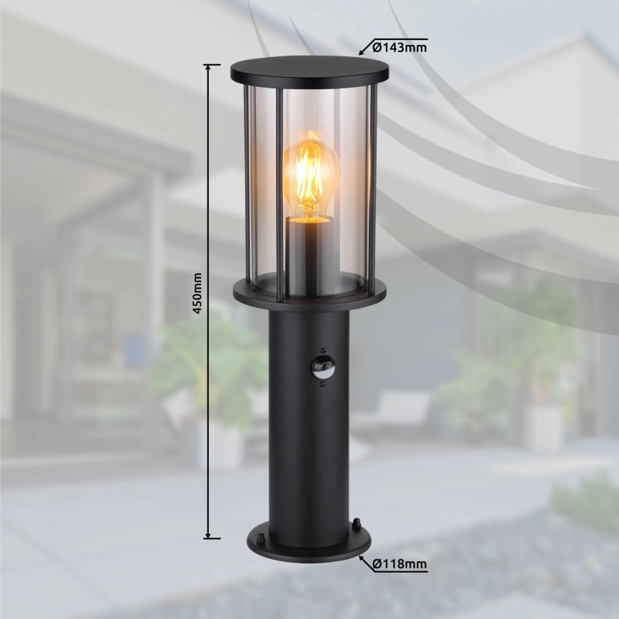 Globo - Уличная лампа с датчиком 1xE27/60W/230V IP54 45cm