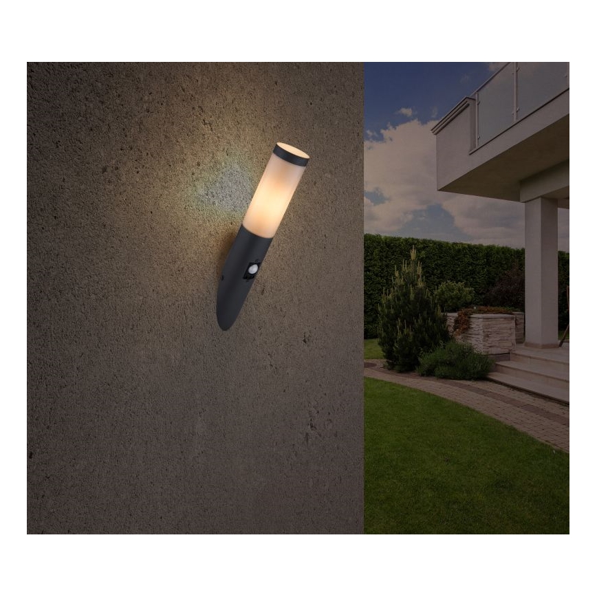 Globo - Вуличний настінний світильник з датчиком 1xE27/15W/230V IP44
