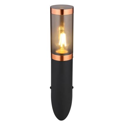 Globo - Вуличний настінний світильник 1xE27/23W/230V IP44 чорний/мідь