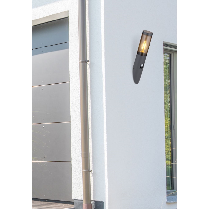 Globo - Вуличний настінний світильник з датчиком 1xE27/15W/230V IP44