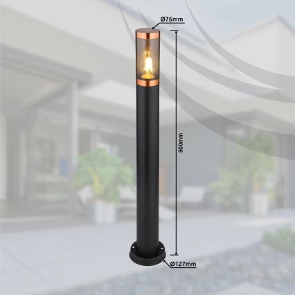 Globo - Уличная лампа 1xE27/23W/230V IP44 80 см черный/медный
