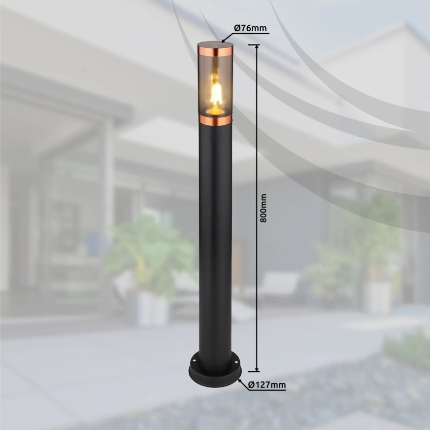 Globo - Вулична лампа 1xE27/23W/230V IP44 80 см чорний/мідь