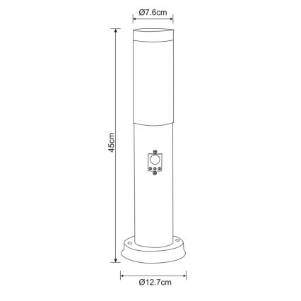 Globo - Вулична лампа з датчиком 1xE27/60W/230V 45 см IP44