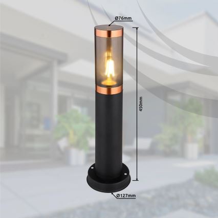 Globo - Вулична лампа 1xE27/23W/230V IP44 45 см чорний/мідь