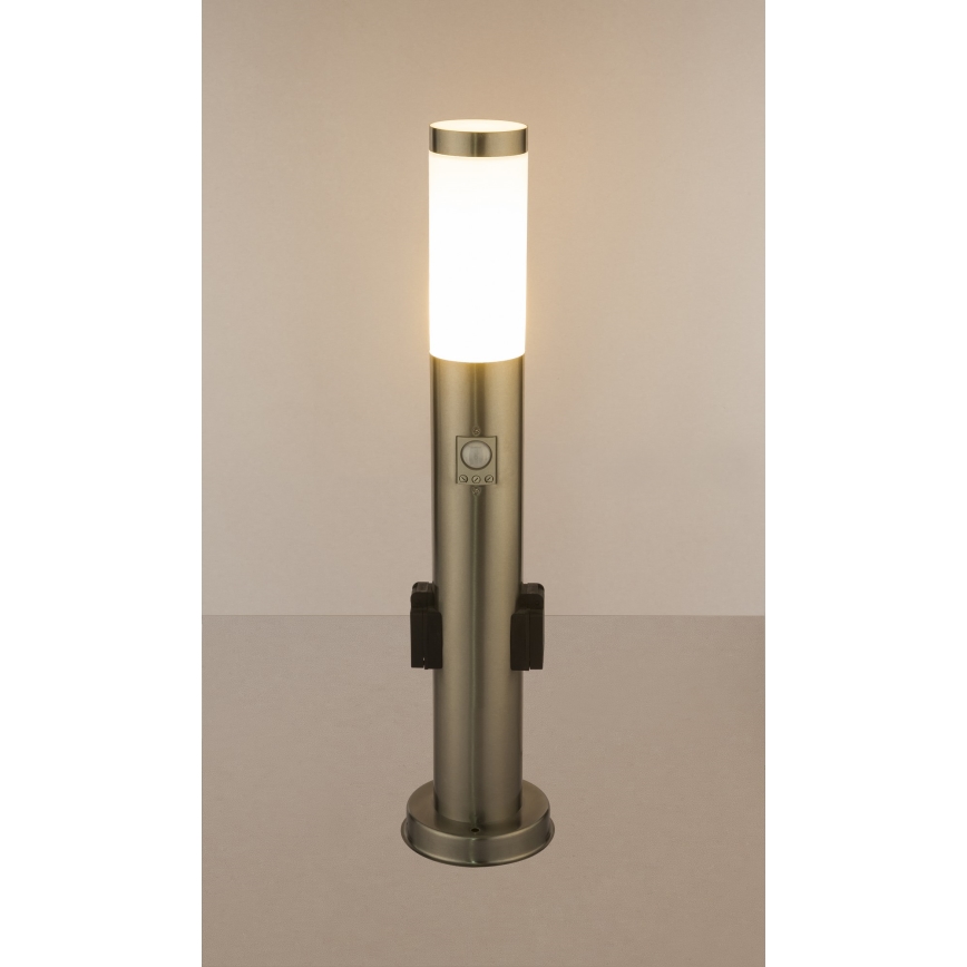 Globo - Вуличний світильник LED з датчиком і 2 розетками LED/9W/230V 60 см SCHUKO IP44