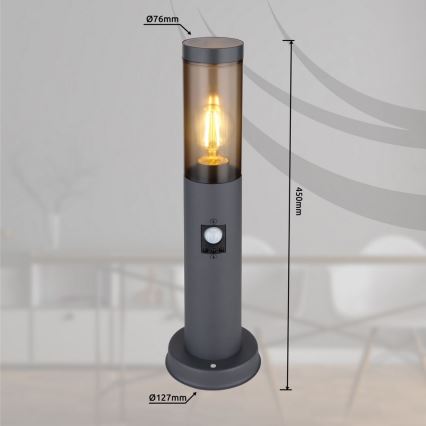 Globo - Вулична лампа з датчиком 1xE27/15W/230V 45 см IP44