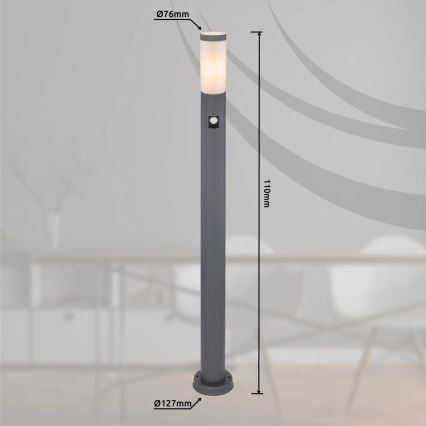 Globo - Вулична лампа з датчиком 1xE27/15W/230V IP44 110 см антрацит