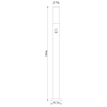Globo - Вулична лампа з датчиком 1xE27/60W/230V 110 см IP44