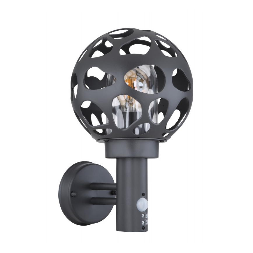 Globo - Вуличний настінний світильник з датчиком 1xE27/15W/230V IP44