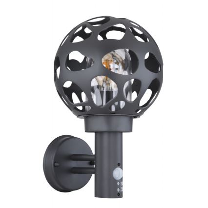Globo - Вуличний настінний світильник з датчиком 1xE27/15W/230V IP44
