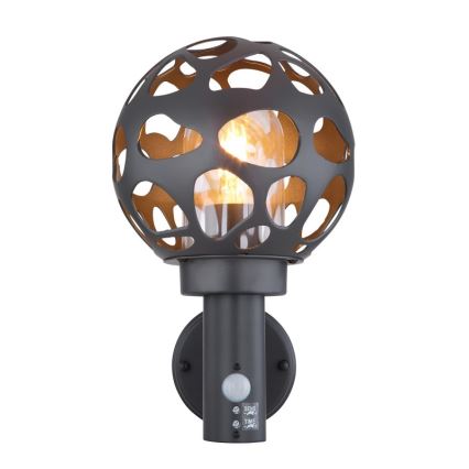 Globo - Вуличний настінний світильник з датчиком 1xE27/15W/230V IP44