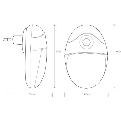 Globo - Светодиодный навигационный светильник в розетку с датчиком 4xLED/0,6W/230V 6500K