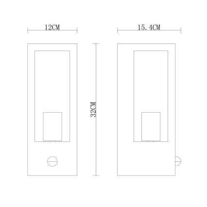 Globo - Настенный светильник с датчиком 1xE27/60W/230V IP44