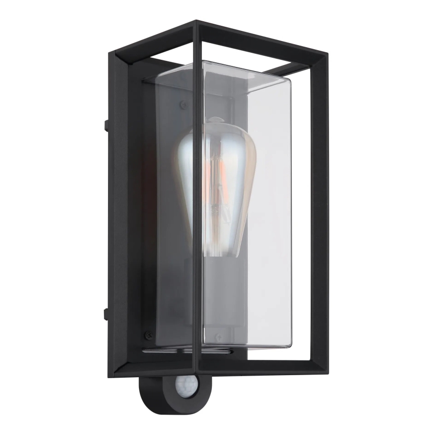 Globo - Уличный настенный светильник с датчиком 1xE27/60W/230V IP44 черный