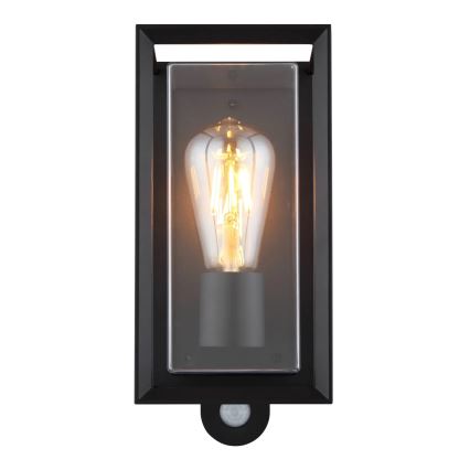 Globo - Уличный настенный светильник с датчиком 1xE27/60W/230V IP44 черный