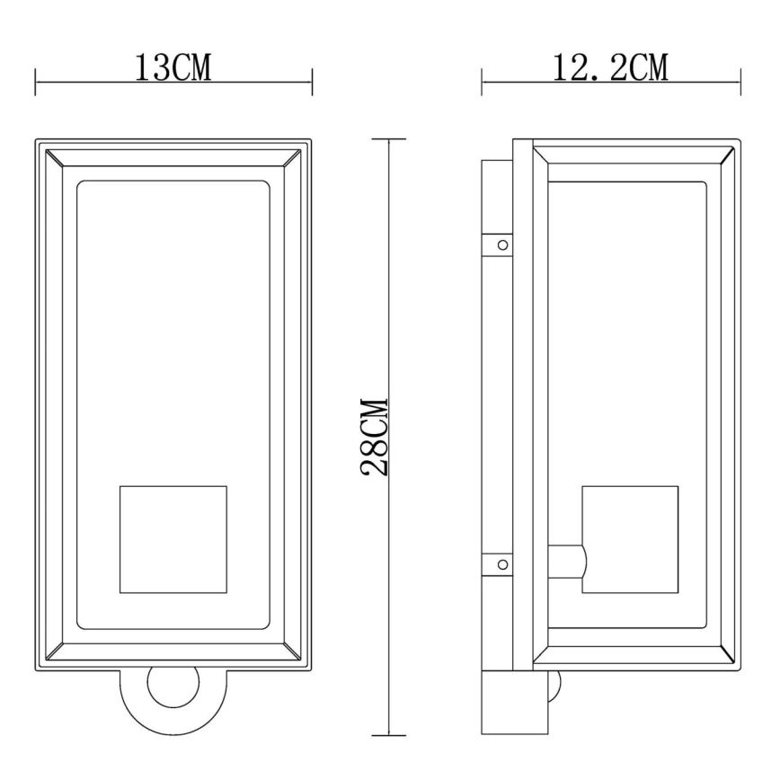 Globo - Вуличний настінний світильник з датчиком 1xE27/60W/230V IP44 чорний