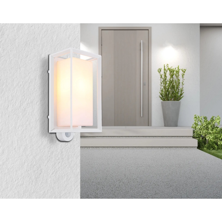 Globo - Уличный настенный светильник с датчиком 1xE27/60W/230V IP44 белый