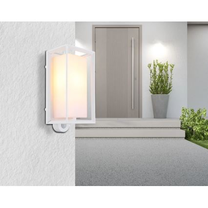 Globo - Вуличний настінний світильник з датчиком 1xE27/60W/230V IP44 білий